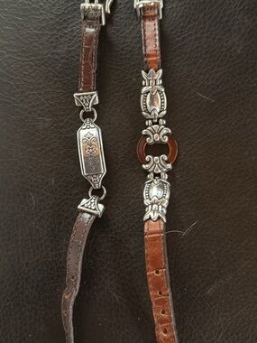 Brighton Brown Leather and Silver-Tone Decorative Bracelet Set